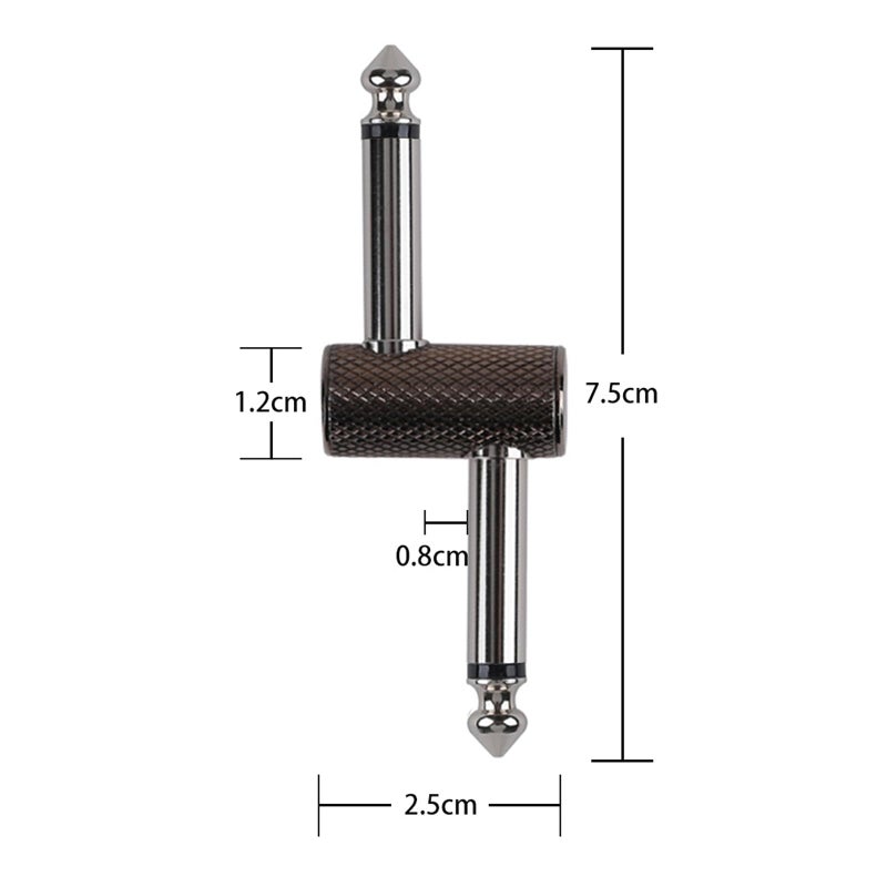 Rayzm Guitar Pedal Patch Connector, 6.35mm (1/4") Effect Couplers, Male to Male Offset Plug Adaptor for Pedal-Board Instead of Patch Cable, Pack of 3 - Image 2